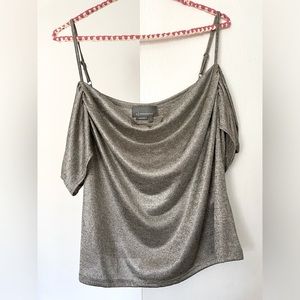 Anthropologie Off-the-Shoulder Silver Top